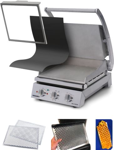 Roband - Komplettset Professionelle Grill-Station - Serie GSA6 - glatt/glatt - inkl. Teflonbögen/Befestigungsrahmen und Grillmusterplatten