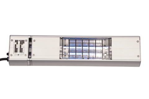 heisse theke waermelampe roband hq450e-f quarz waermebruecke als kombination von waerme und licht, steckerfertige standardausfuehrung mit aus-/einschalter, easy fit quartz birne austauschbar mit schutzgitter aus metall, montagebuegel inklusive