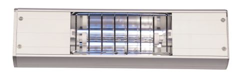 roband waermelampe huq375e mit freier zuleitung fuer seperate schaltung, variante fuer den ladenbau, warmhaltetheken, bar equipment, metallgitter zum schutz der doppelwandigen waermequelle, 350 watt, 230 volt