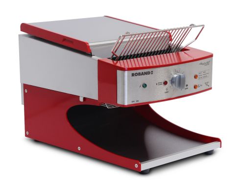 toaster, toastscheiben, luefter, burgern-bunhaelften, eingaberutsche, pitabrote, hohe kapazitaet, bandgeschwindigkeitsregler, geringe wartezeit, rot, pulverbeschichtet, konstante braeunung, stromsparmodus
