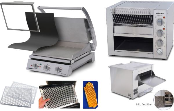 Roband - Komplettset Professionelle Burger-Station mit Grill GSA815S-F inkl. Zubehör und Eclipse Bun Toaster ET315-F