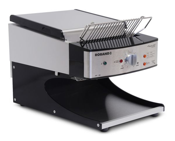 schwarz, schwarze lackierung, premium-durchlauftoaster, zirkulationssystem, 500 toastscheiben pro stunde, pitabrot, regulierung der durchlaufzeit, einfache bedienung